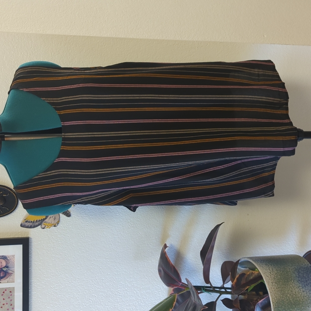 Ava & Viv 3X Black with Colored Stripes Tank Top